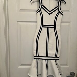 Fashion Nova Black and White Midi Dress